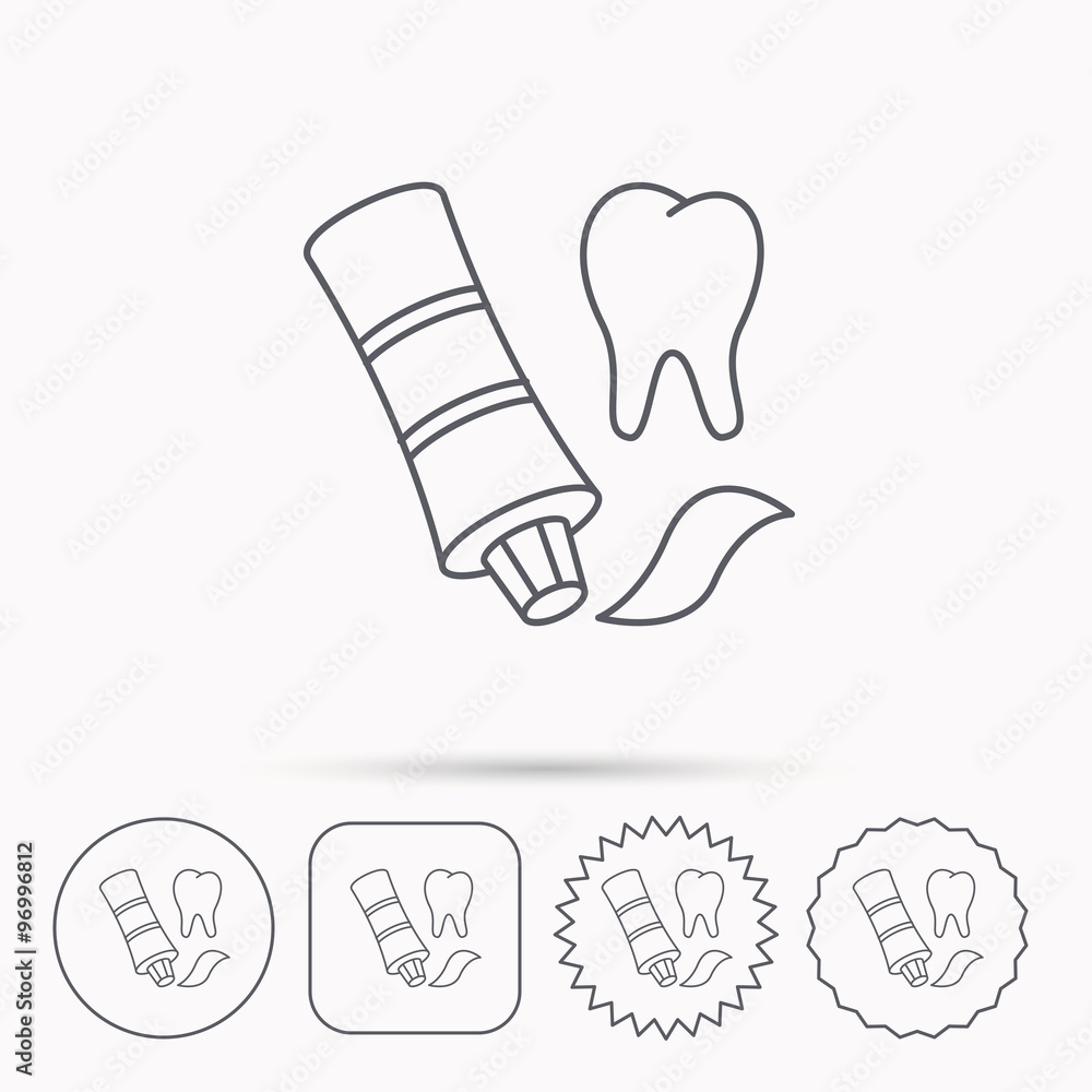 Toothpaste icon. Teeth health care sign. Toothpaste icon. Teeth health care sign.