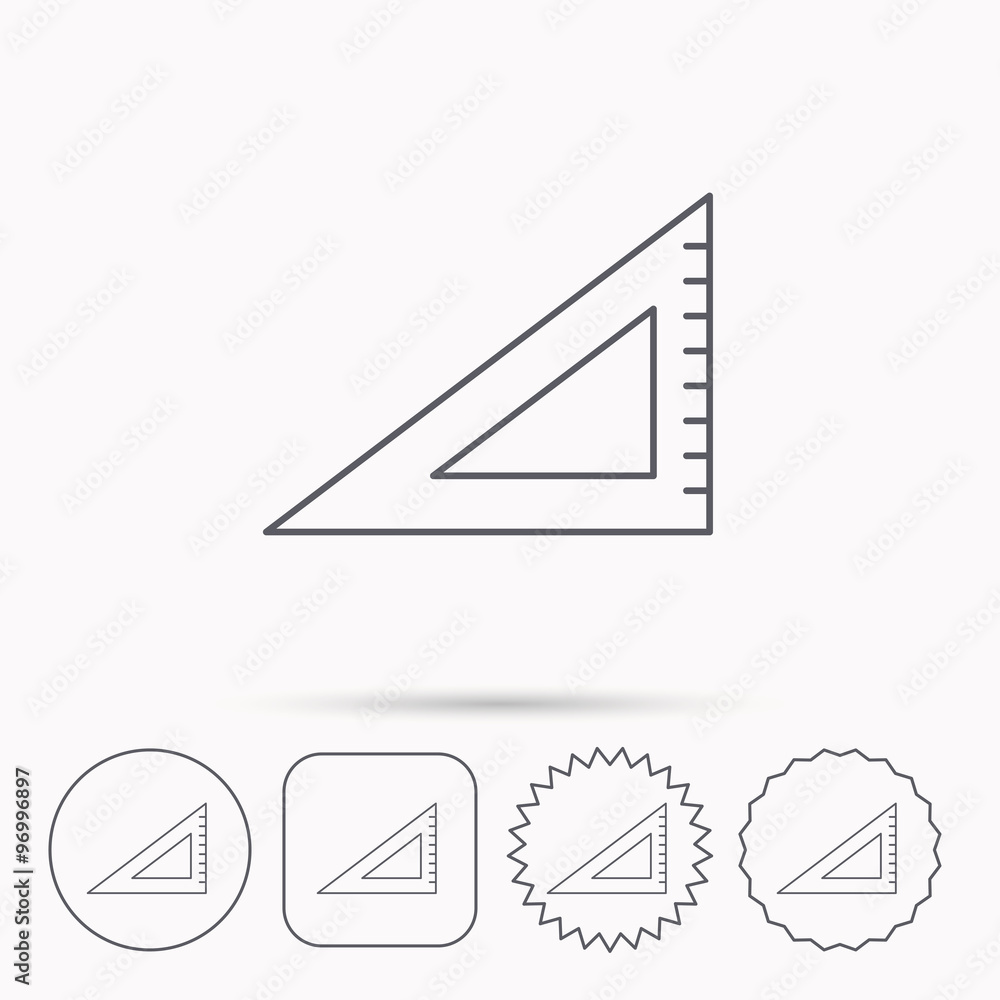 Triangular ruler icon. Straightedge sign. Triangular ruler icon. Straightedge sign.
