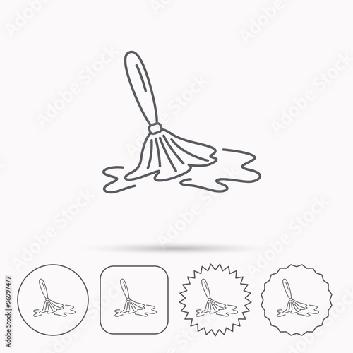 Wet cleaning icon. Clean-up floor tool sign. © tanyastock