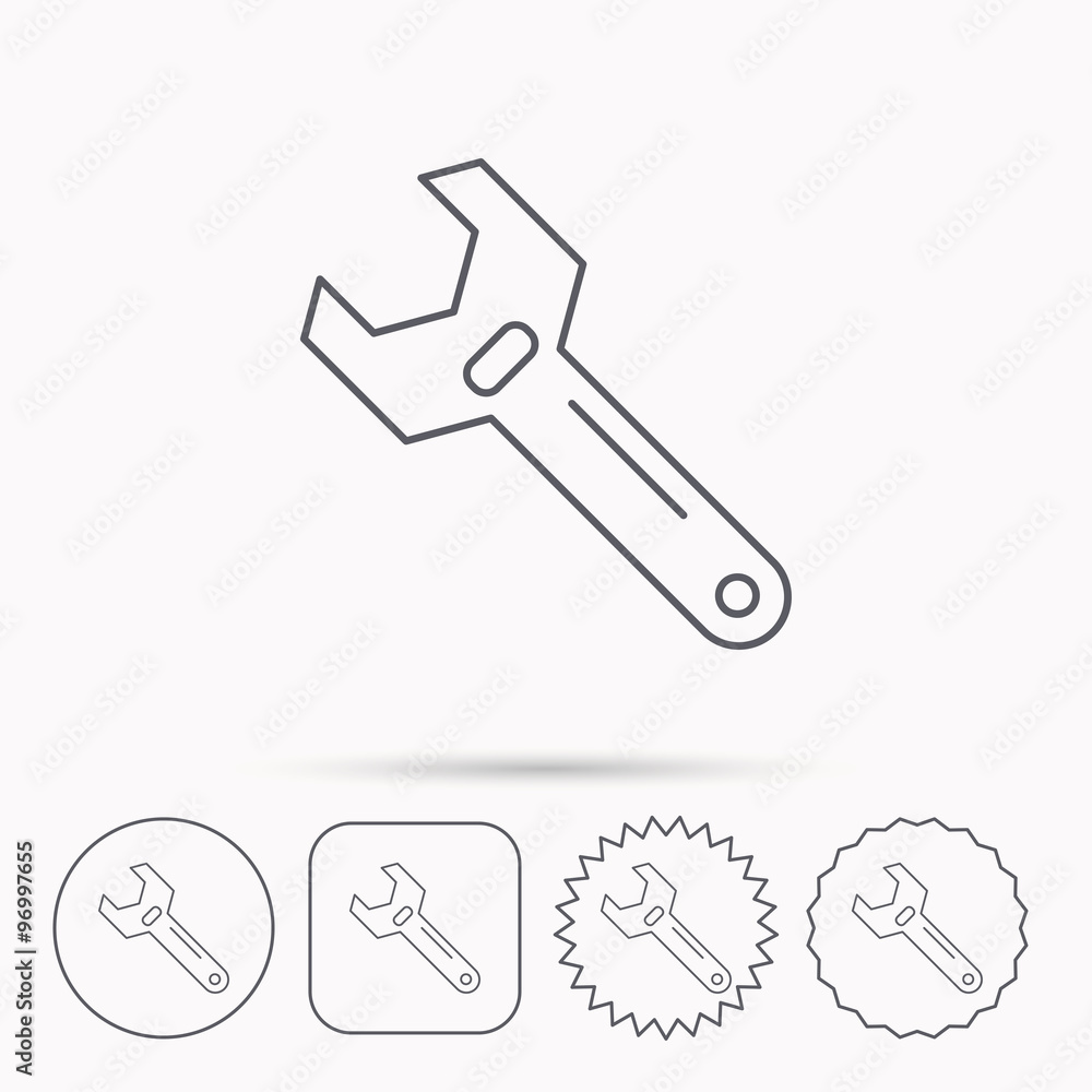 Wrench key icon. Repair tool sign. Wrench key icon. Repair tool sign.