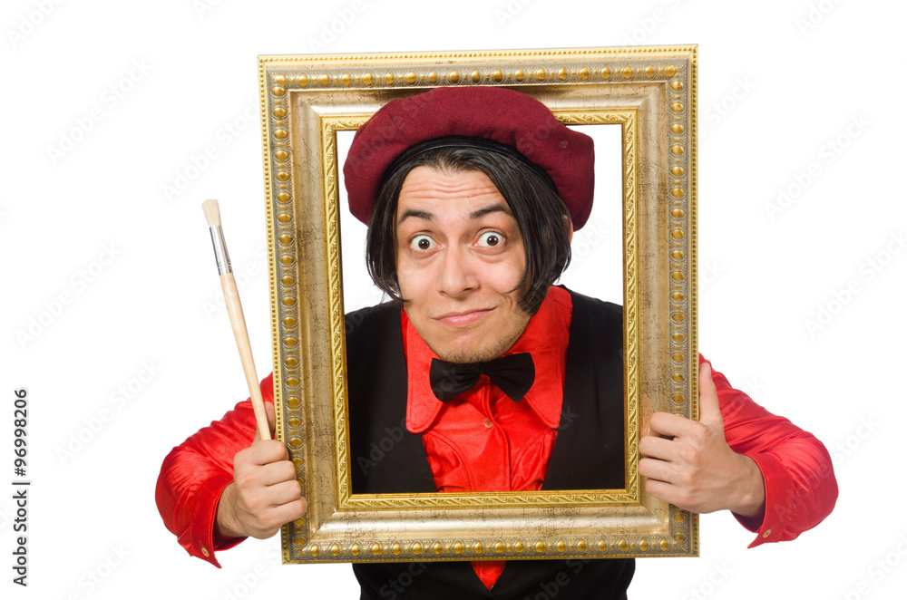 Fototapeta premium Funny artist isolated on white