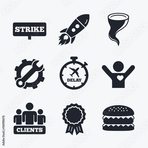 Strike icon. Storm weather and group of people.