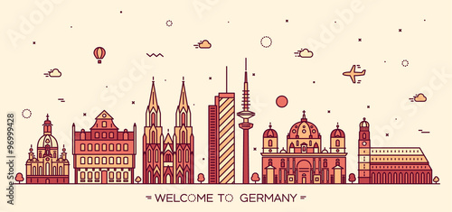 German cities vector illustration linear style