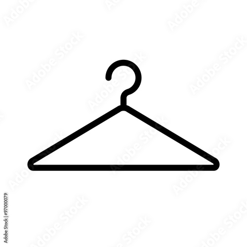Clothing hanger line art icon for fashion app and website