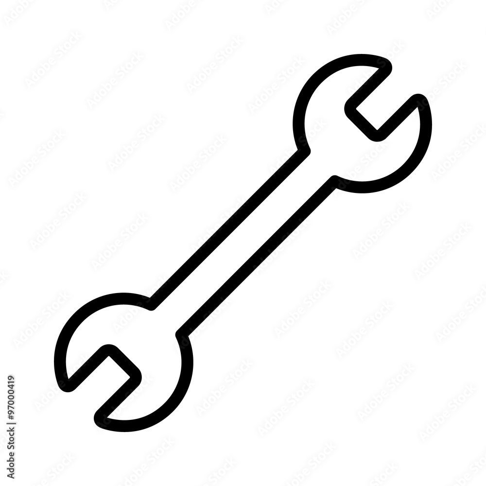Wrench spanner tool line art icon for apps Wrench spanner tool line art icon for apps