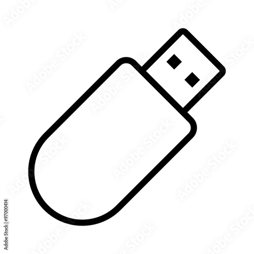 USB flash drive line art icon for apps and websites