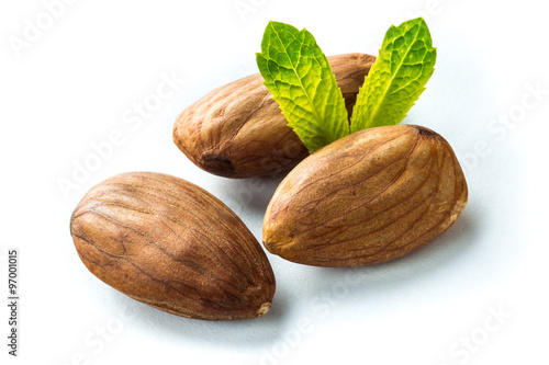 Almond Nuts on white background