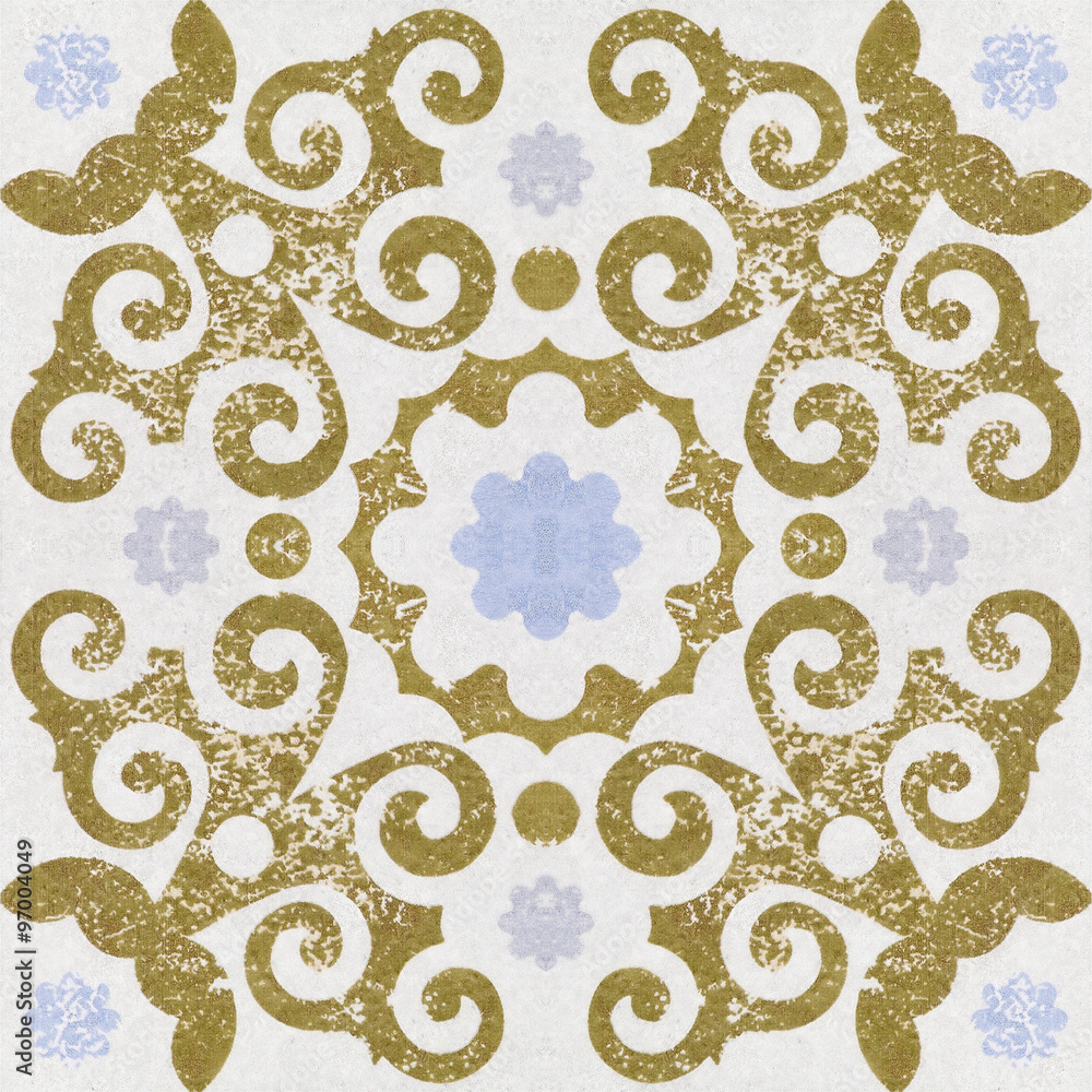 Old ceramic tiles patterns background in the park public Old ceramic tiles patterns background in the park public