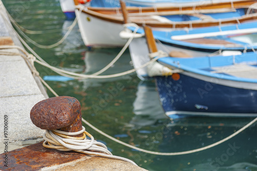 Yacht Tied To Pier in Cinque Terre, Italy © leeyiutung