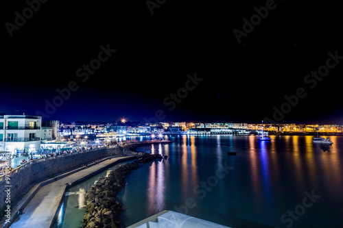 Night view of harbor on the Adriatic sea