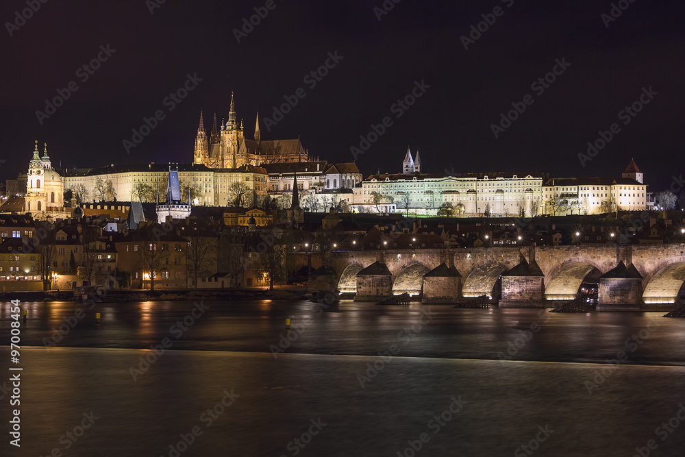 Prague panorama, Prague Castle and Charles bridge