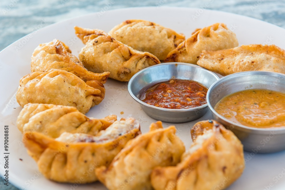Plate of traditional momos.