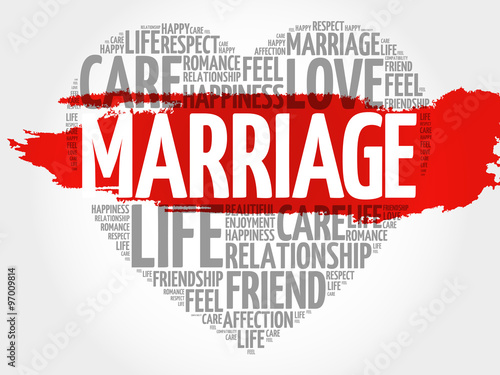 Marriage concept heart word cloud