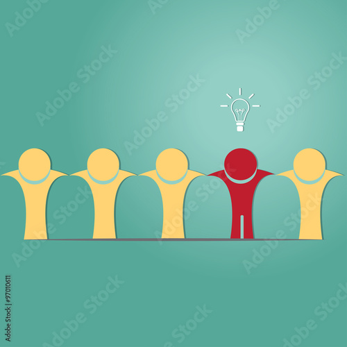 Idea concept. People on a green background.