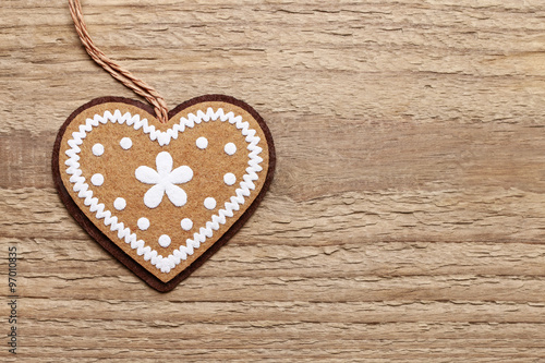 Heart on wooden background