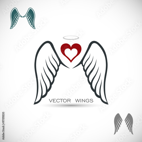Label with wings and heart