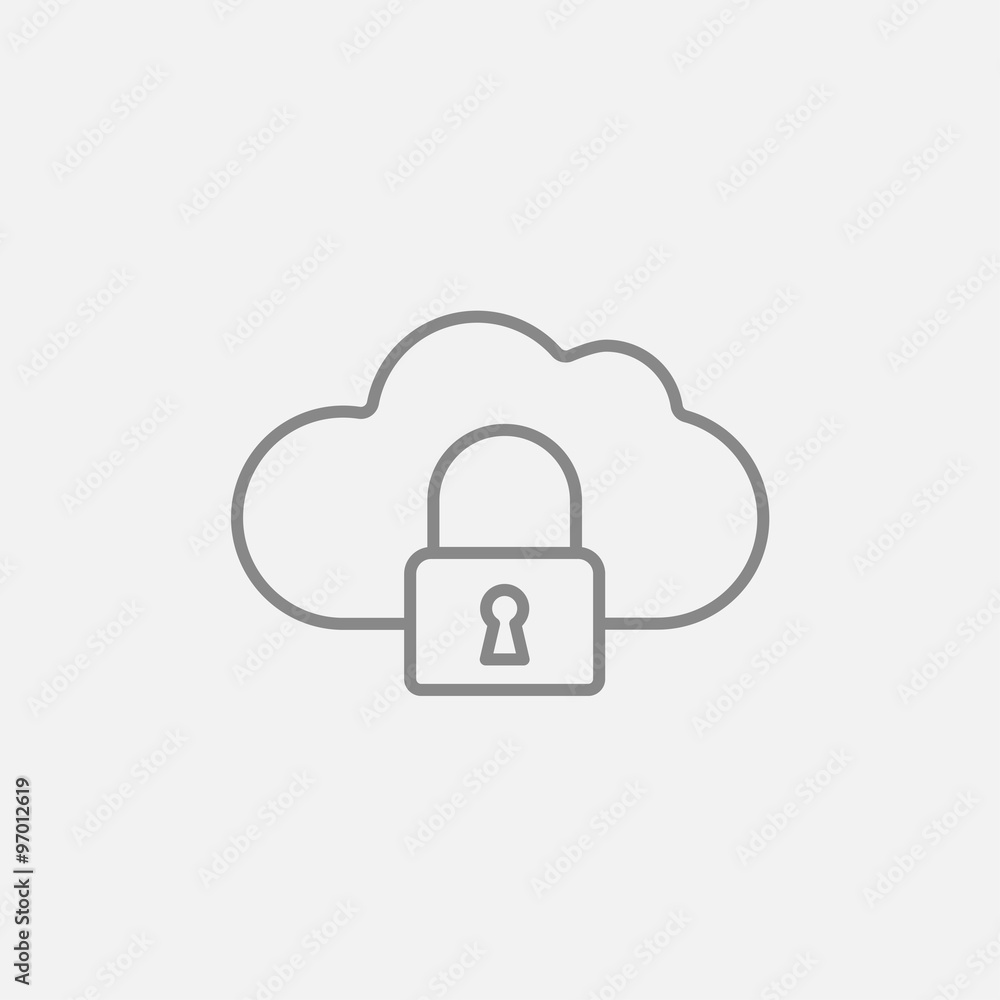 Cloud computing security line icon. Cloud computing security line icon.