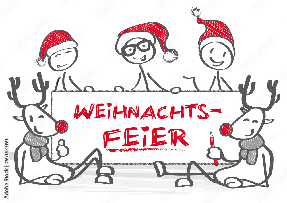 StrichmännchenGruppe Weihnachtsfeier Stock Vector Adobe Stock