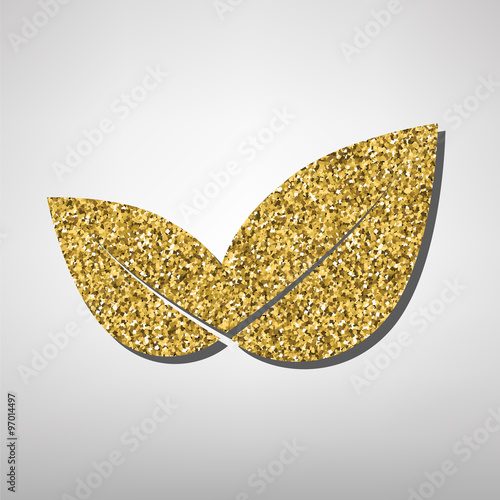 vector leaf  illustration. Golden icon