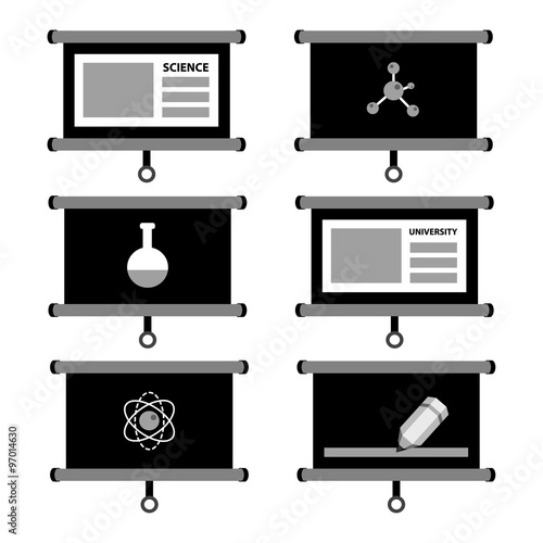 Science and education vector icon set photo