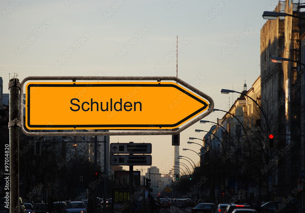 Obraz premium Strassenschild 37 - Schulden