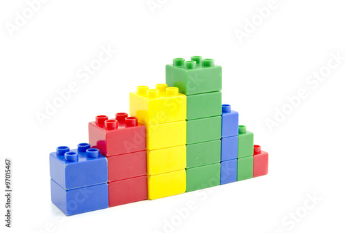 business profit shrinking concept.plastic building blocks isolated white background