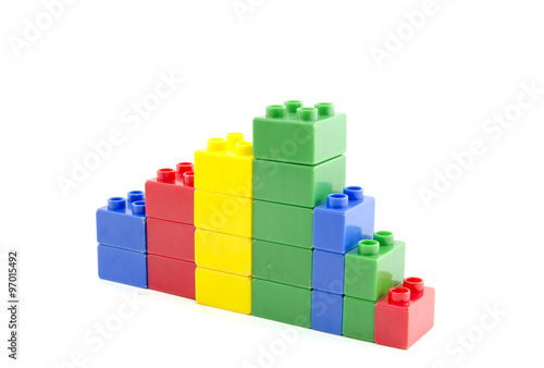 failure business shrinking concept.plastic building blocks isolated white background