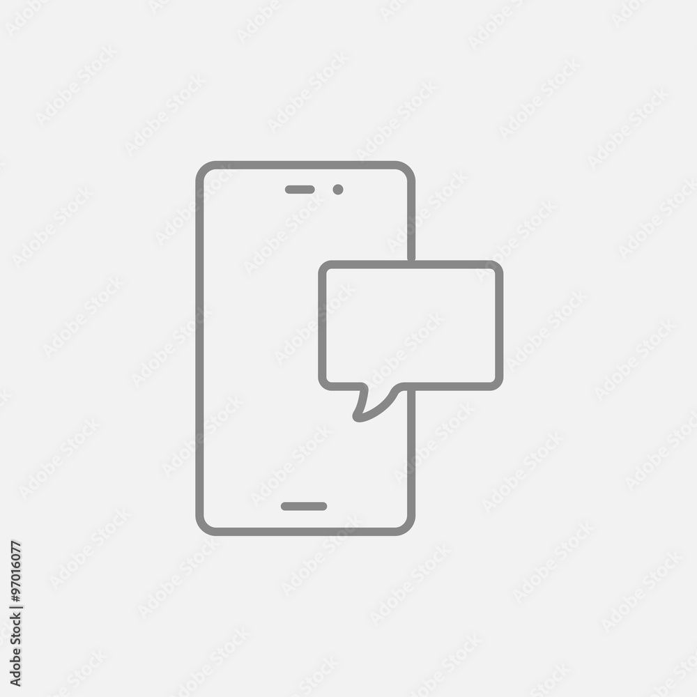 Touch screen phone with message line icon. Touch screen phone with message line icon.