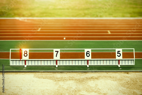 Athletics long jump sand pit with marks