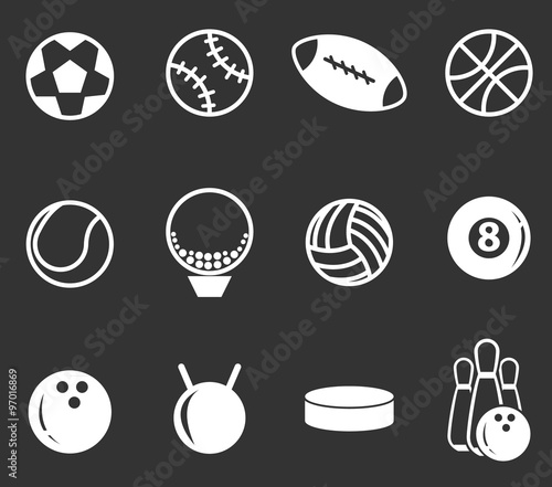 Collection Of Black And White Sports Balls Vector Illustration Silhouettes