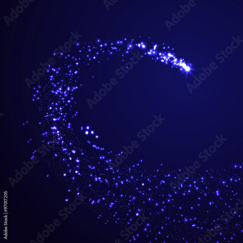 Shooting magical Christmas star over blue background
