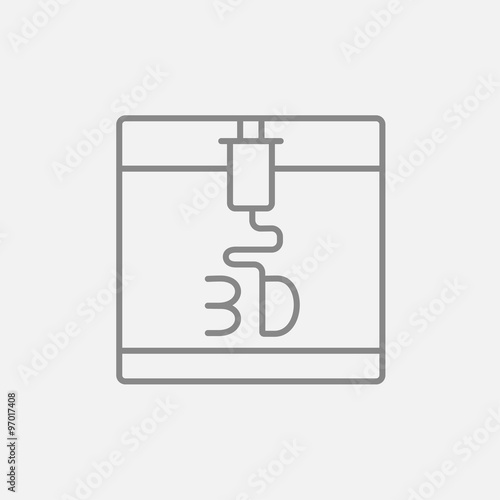Tree D printing line icon.