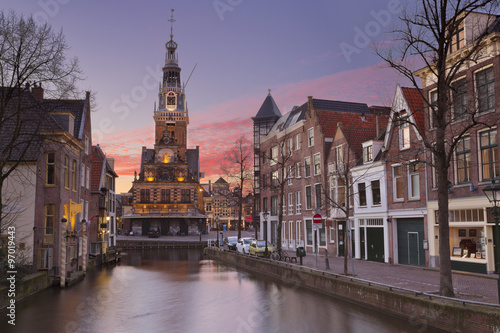 Sunset over the city of Alkmaar, The Netherlands