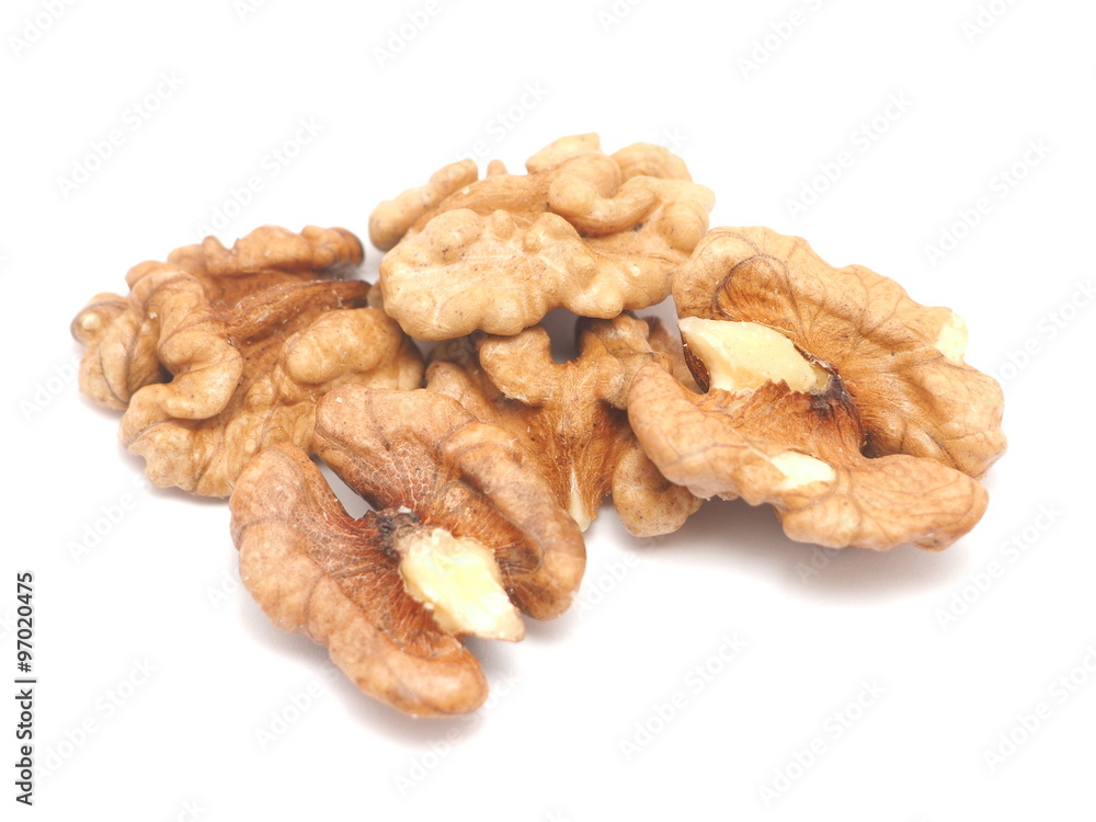walnuts on a white background walnuts on a white background