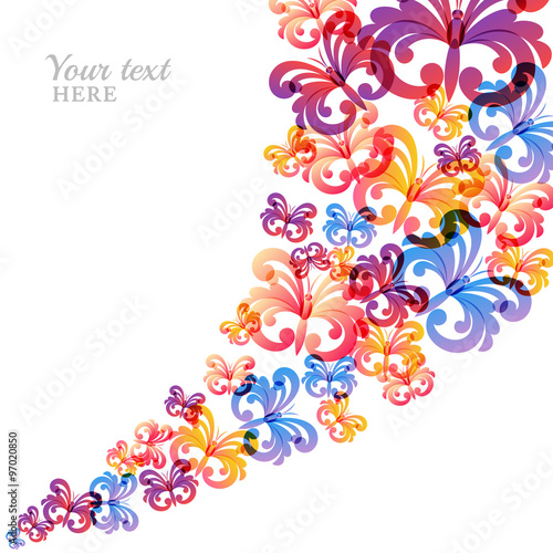 Vector colorful background with flying butterflies.