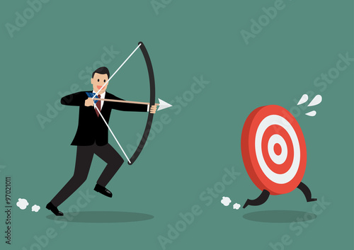 Target run away from businessman archer