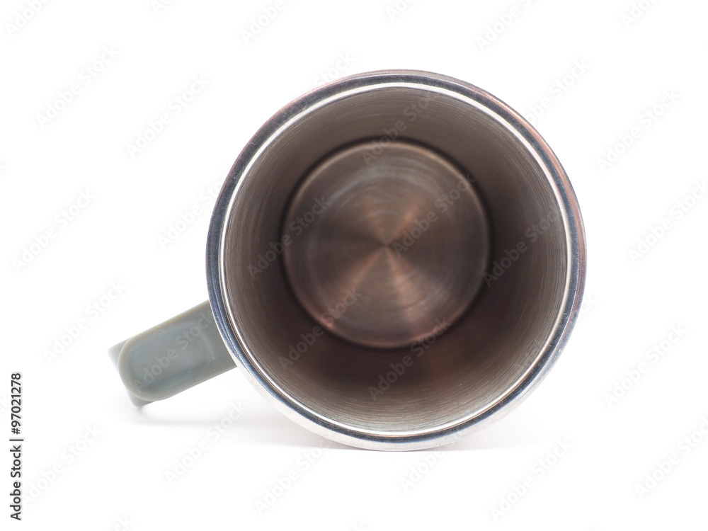 steel travel cup on a white background steel travel cup on a white background