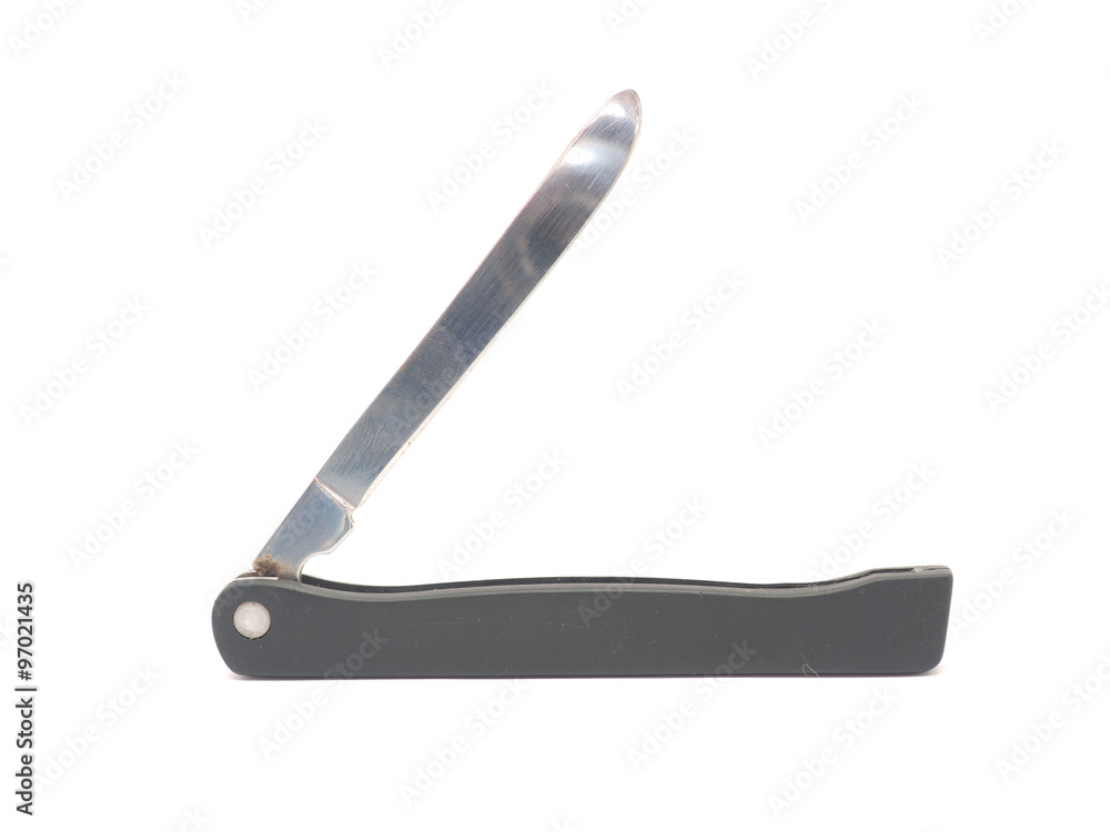 Tourist folding knife on a white background Tourist folding knife on a white background