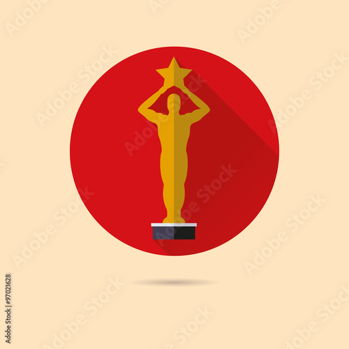 Golden Award Flat Design Vector Icon