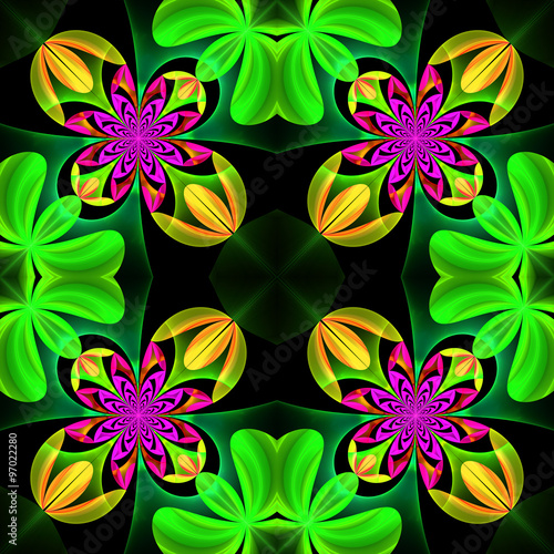 Beautiful symmetrical pattern of the flower petals in fractal de photo