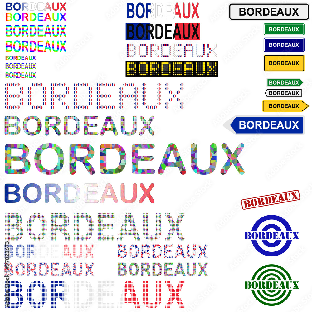 Bordeaux text design set Bordeaux text design set