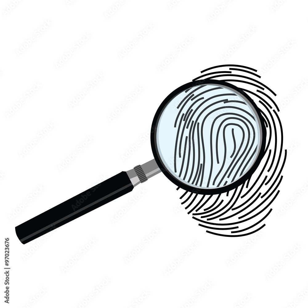 Fingerprint and magnifying glass Fingerprint and magnifying glass