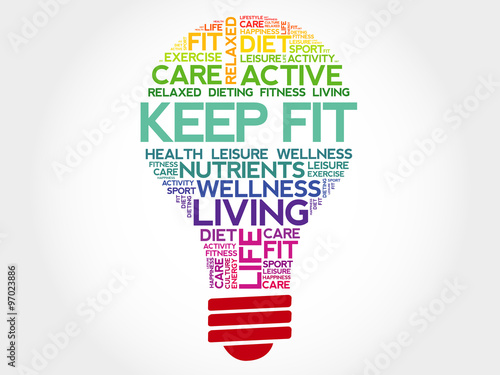 Bilde på lerret KEEP FIT bulb word cloud, health concept