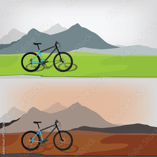 Bicycle in mountain landcape