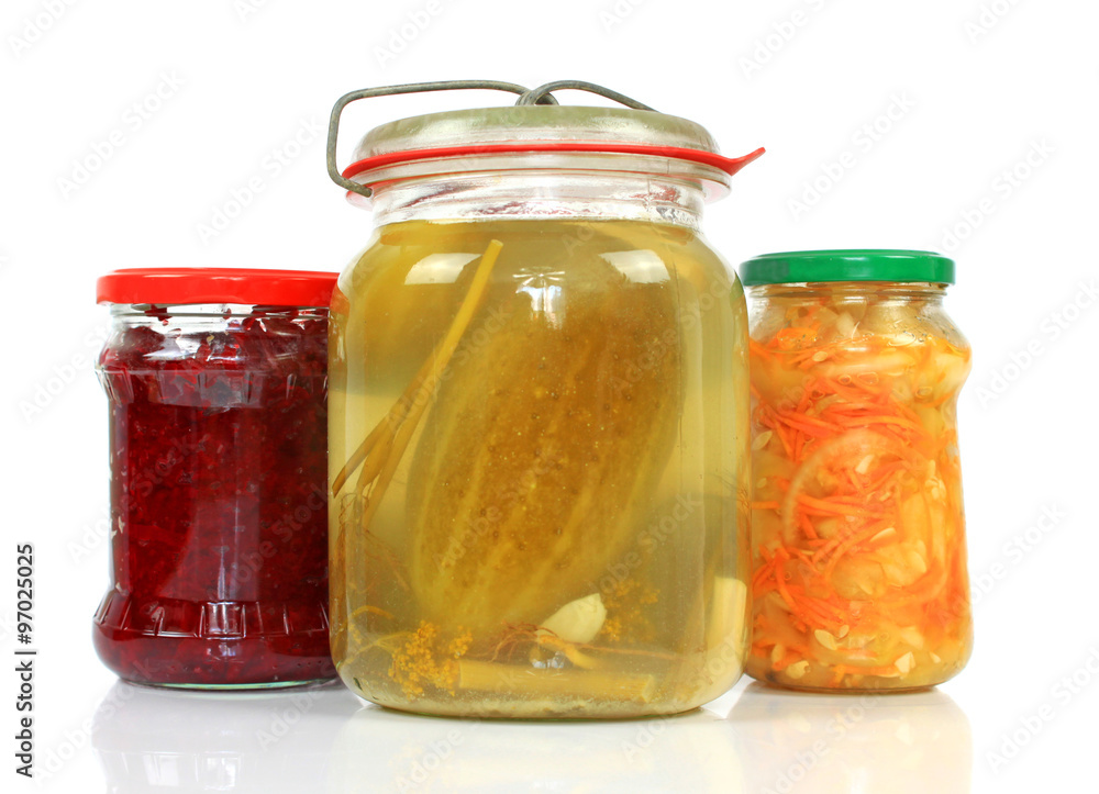 Jars with pickled vegetables Jars with pickled vegetables