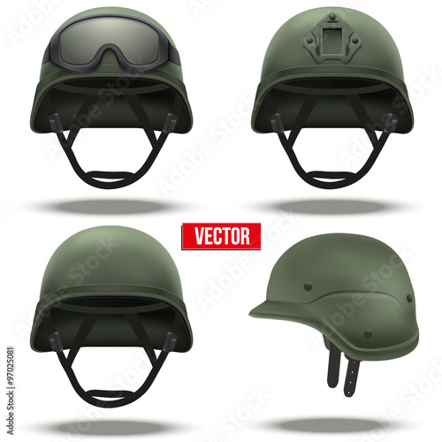Set of Military tactical helmets green color 