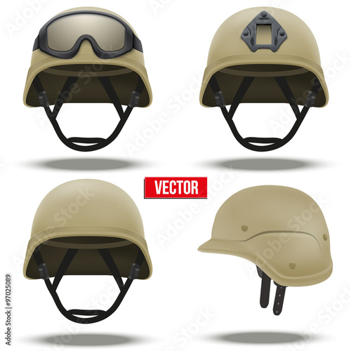 Set of Military tactical helmets desert color 