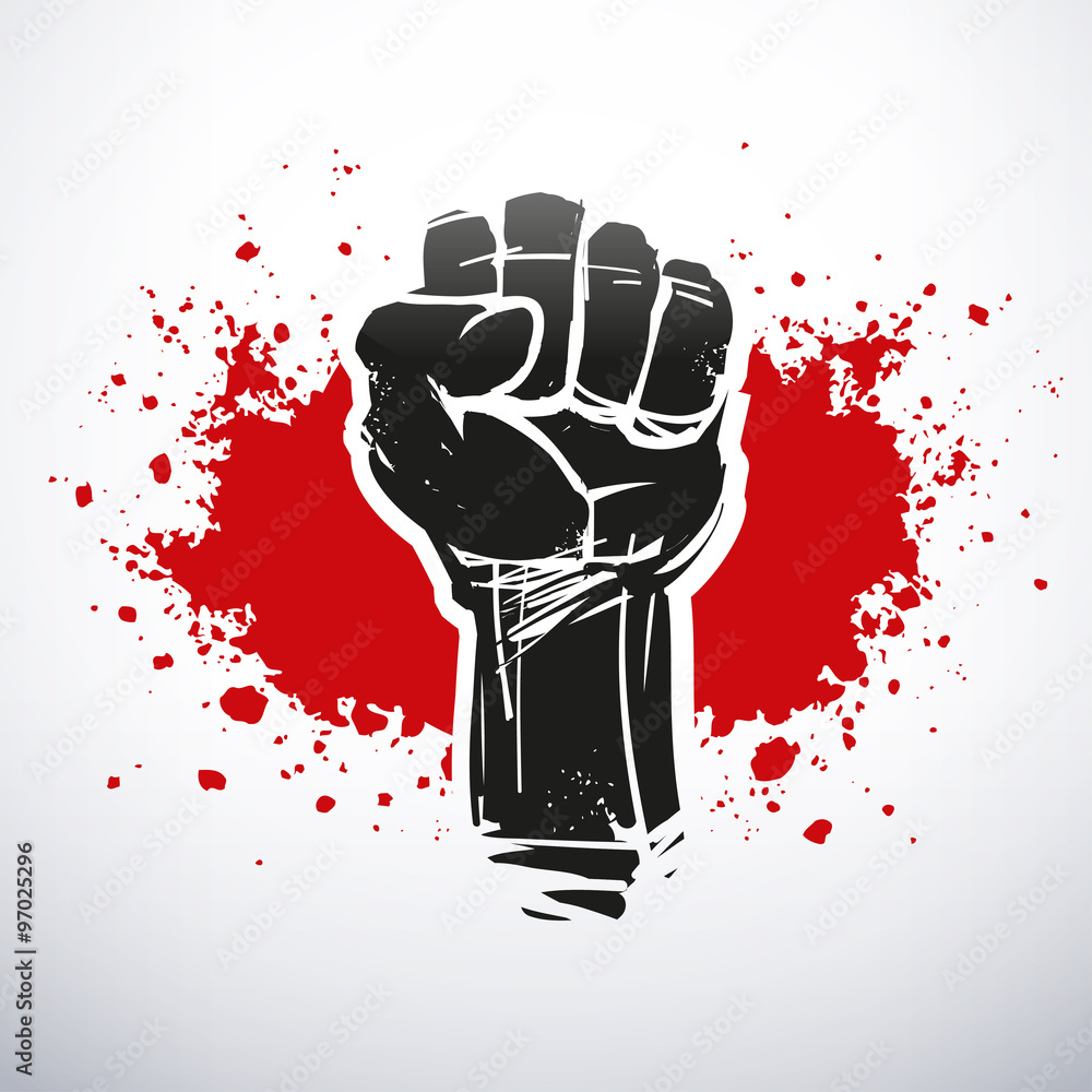 Raised black fist Stock Vector | Adobe Stock