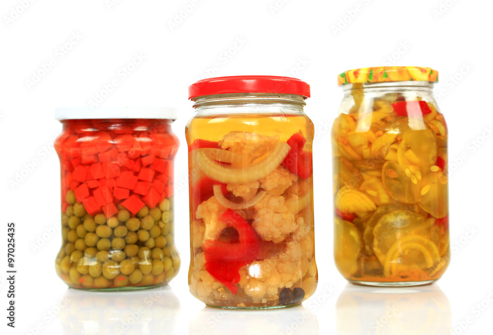 Jars with pickled vegetables Jars with pickled vegetables