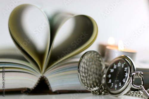 book pocket watch candles